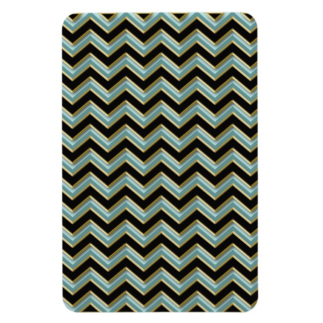Black Gold Teal ZigZag Magnet (Vertical)