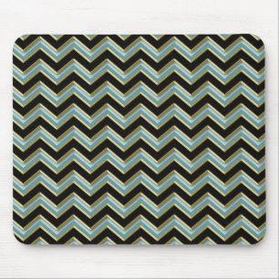 Black Gold Teal ZigZag Mouse Mat