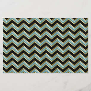 Black Gold Teal ZigZag Stationery