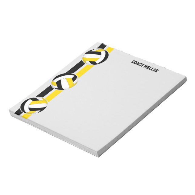black gold team colors volleyball coach custom notepad (Rotated)
