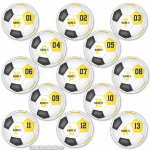 black gold team colours 13 soccer stickers