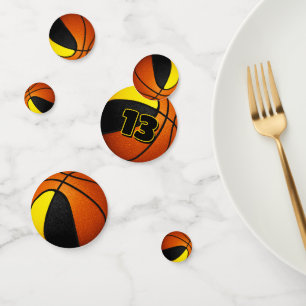 black gold team colours basketball party confetti