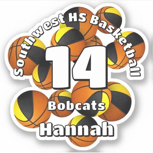 black gold team colours basketballs kids team name (Front)