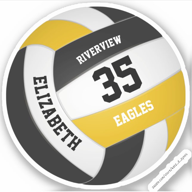 black gold team colours girls boys volleyball (Front)