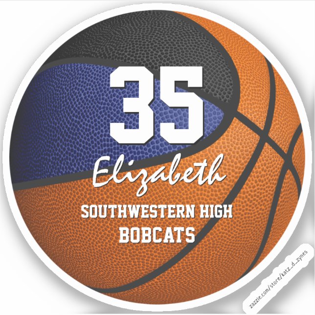 black gold team colours kids basketball sticker (Front)