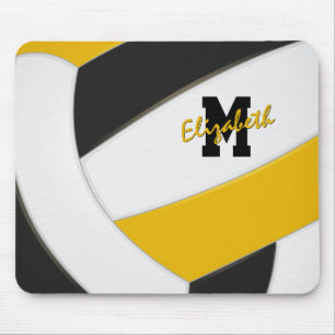 black gold team colours personalised volleyball mouse mat
