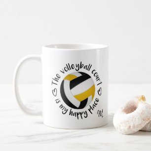 black gold team colours volleyball happy place coffee mug