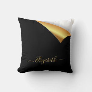 Black gold tear away modern elegant name cushion