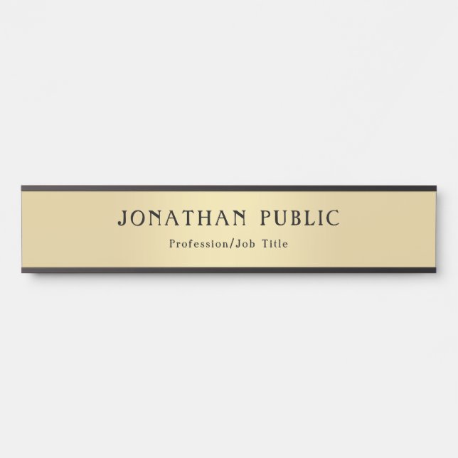 Black Gold Template Modern Professional Elegant Door Sign (Front)
