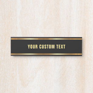 Black & Gold Template Your Custom Text Elegant Door Sign