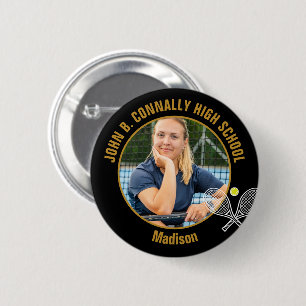 Black Gold Tennis Player Photo High School 6 Cm Round Badge
