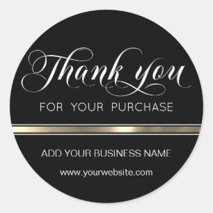 Black Gold Thank You Business Order Purchase Classic Round Sticker