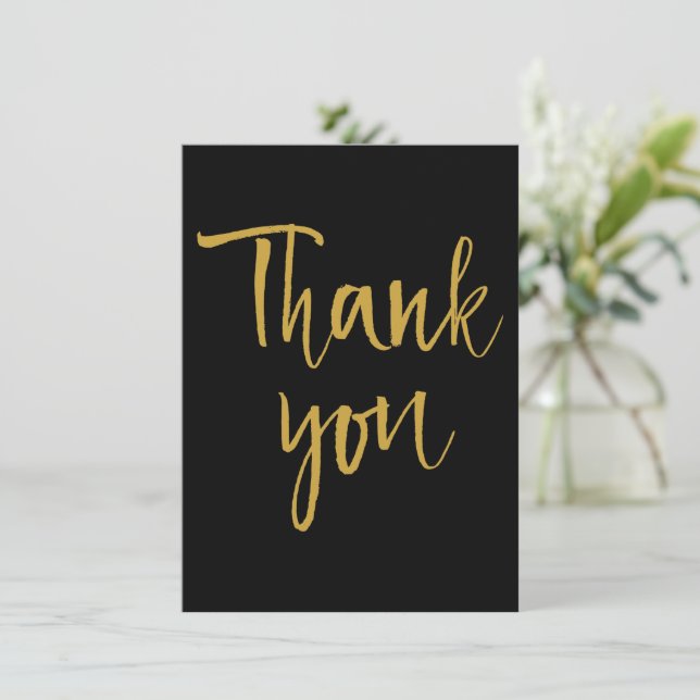 Black & Gold Thank You Card (Standing Front)