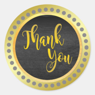 Black Gold Thank You Classic Round Sticker
