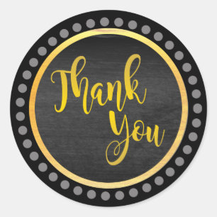 Black Gold Thank You Classic Round Sticker