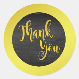 Black Gold Thank You Classic Round Sticker
