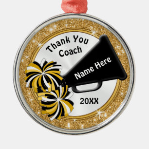 Black, Gold Thank You Gift for Cheer Coach, Cheer Metal Tree Decoration