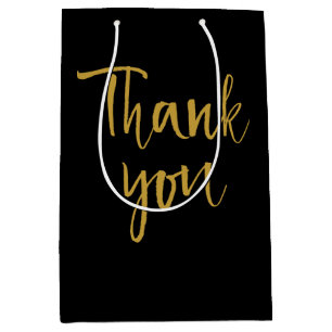 Black & Gold Thank You Medium Gift Bag