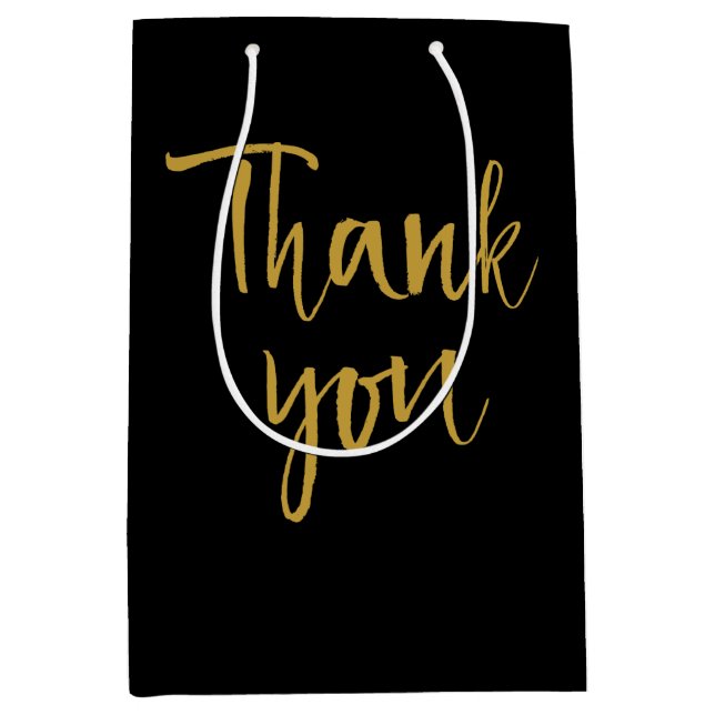 Black & Gold Thank You Medium Gift Bag (Front)