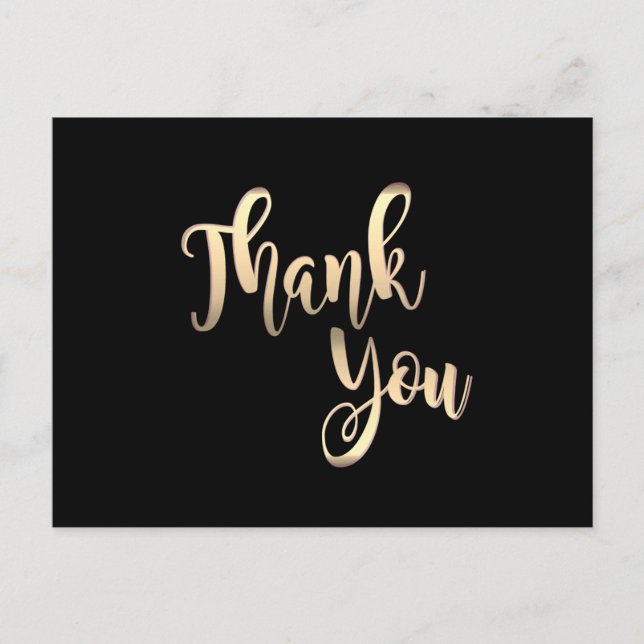 Black Gold Thank You Metal Glitter Clean Postcard (Front)