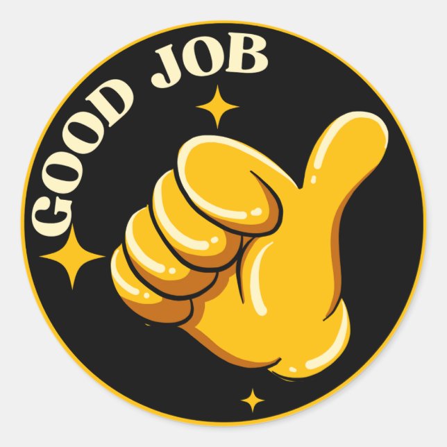 Black Gold Thumbs up Good Job Sticker  (Front)