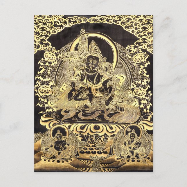 Black & Gold Tibetan Buddhist Art Postcard (Front)