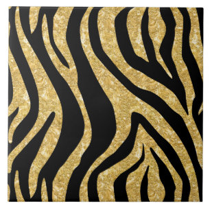 Black gold tiger stripe pattern tile
