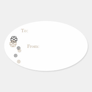 Black & Gold Tone Snowflake Gift Tag Stickers
