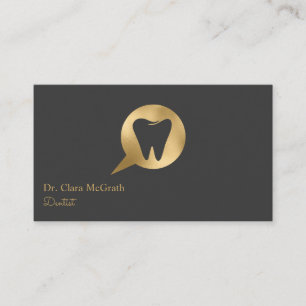 Black & Gold Tooth Logo Dentist   Dental Office Business Card