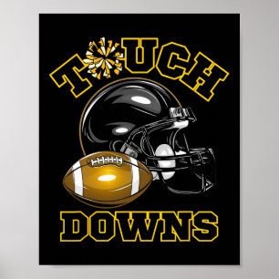 Black Gold Touchdown Day Football Game High School Poster