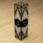 Black Gold Triangle Sparkler Art Deco Wine Box<br><div class="desc">Black Gold Triangle Sparkler Art Deco inspired Pattern Design - 
Stylish vintage Art Deco inspired in glittery gold and black with a gold trimmed customisable text area. Personalise to suit your event or product.  
Made with love ♥ webgrrl.art</div>