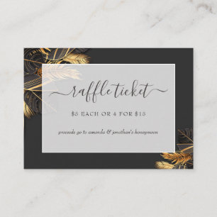 Black & Gold Tropical Bridal Shower Raffle Ticket Enclosure Card