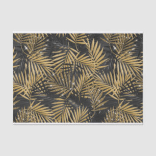 BLACK & GOLD TROPICAL LEAVES TISSUE PAPER