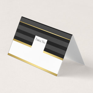 Black Gold Tuxedo Stripe Guest Table Number Card