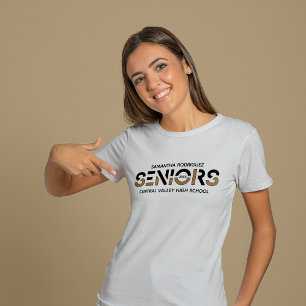 Black & Gold Two-Colour Seniors Sliced Letters T-Shirt