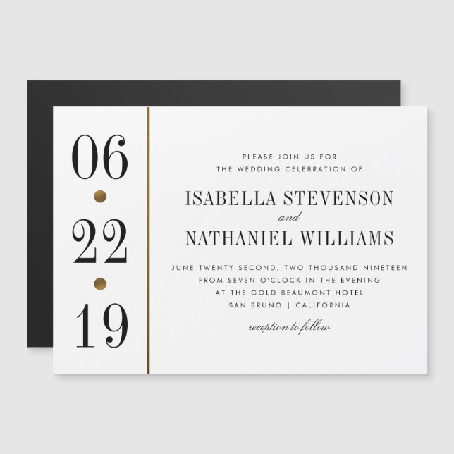 Black & Gold Typography | Custom Wedding Magnetic Invitation (Front/Back)