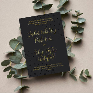 Black & Gold Typography Stars Informal Wedding