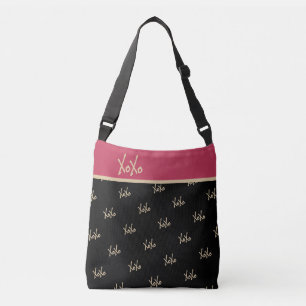 Black Gold Typography XOXO Crossbody Bag