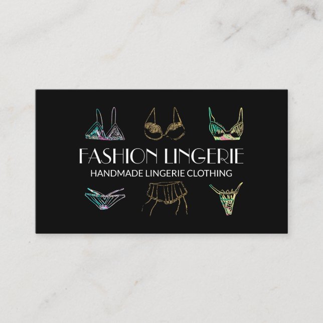 Black gold Underwear Girly shop Lingerie Clothing Business Card (Front)