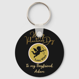black gold valentine couple personalised customise key ring