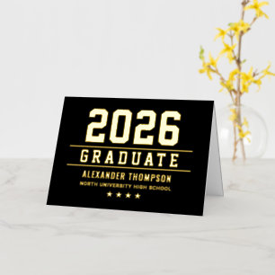Black Gold Varsity Graduation Thank You 2026 Foil Greeting Card