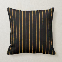 Black & Gold Vertical Stripe Pattern Throw Pillow