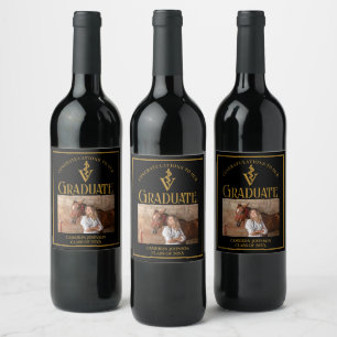 Black Gold Veterinary School Graduation Party Wine Label
