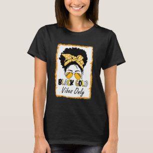 Black Gold Vibes Only Football Women Leopard Footb T-Shirt