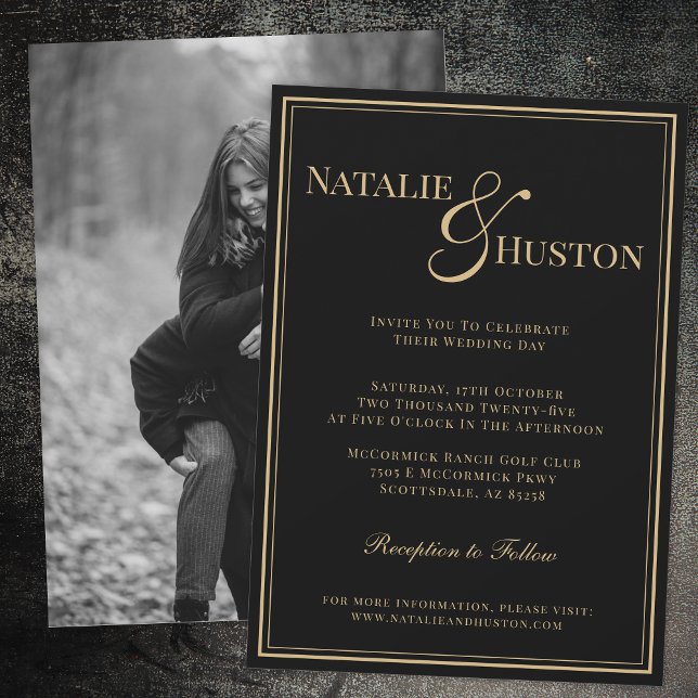 Black Gold Victorian Personalised Wedding Elegant Invitation (Creator Uploaded)