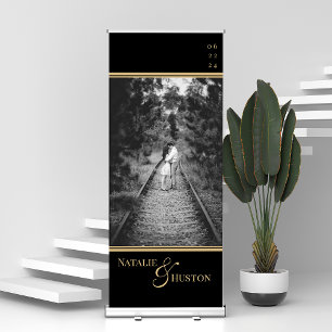 Black Gold Victorian Personalised Wedding Elegant Retractable Banner