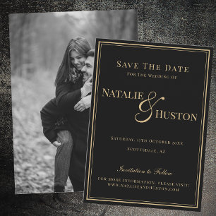 Black Gold Victorian Personalised Wedding Save The Date