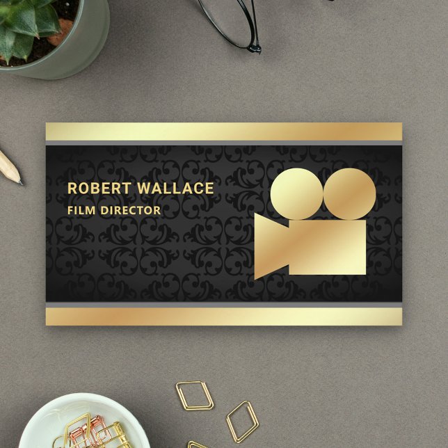 Black Gold Video Camera Professional Film Director Business Card (Creator Uploaded)