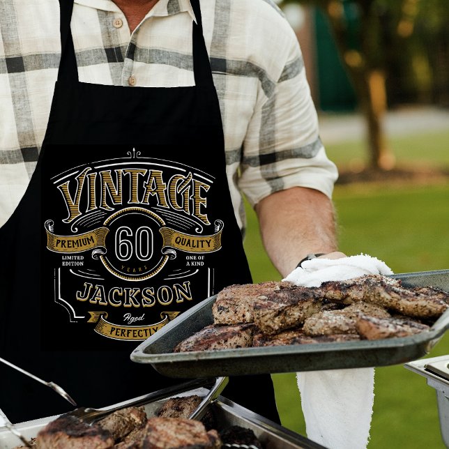 Black & Gold Vintage Aged To Perfection Birthday Apron (Black & Gold Vintage Aged To Perfection Birthday Apron)
