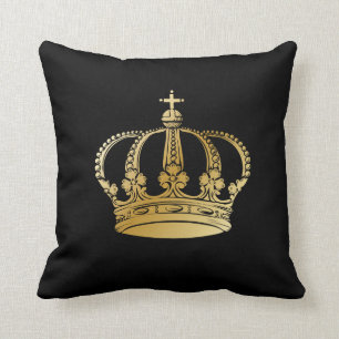 Black Gold Vintage Crown Cushion